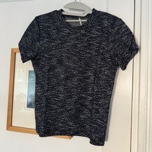 Free People Women's Short-Sleeve Top - Navy/Gray Heathered - Size S